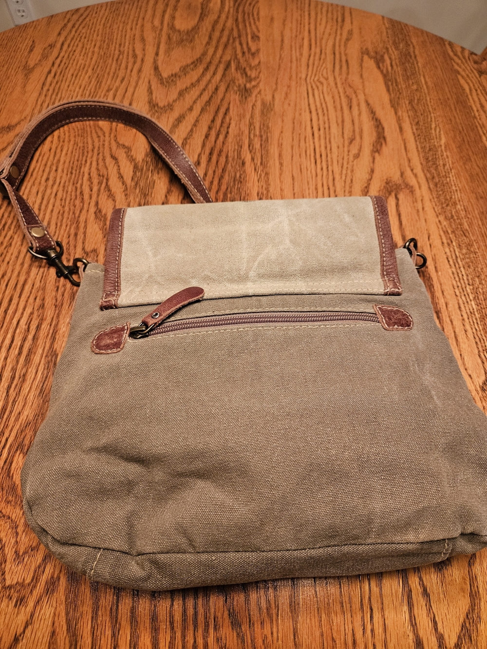 Myra Bag Monterey Bay Canvas Shoulder Bag in Beige, Olive and Brown - Picture 3 of 5